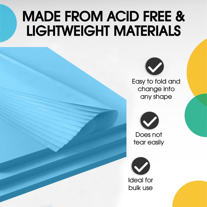 Party Solids Light Blue Tissue Paper for Gift Bags - 20" X 30" Bulk Tissue Paper Light Blue 480 Sheets - 10lb Newsprint for Packing, Birthday Gift Box Filler, Packing Supplies for Moving Supplies - Image 3